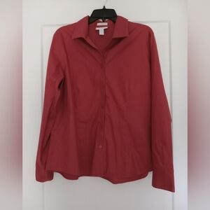 Chico's No Iron Button Down Shirt Rust Size 2 Like New
